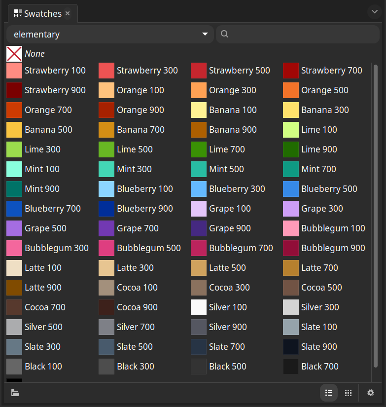 Nova paleta de cores